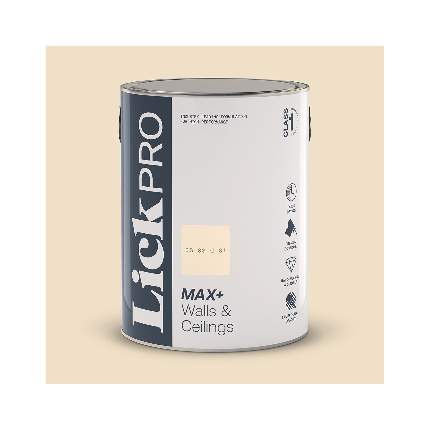 LickPro Max+ 5Ltr White BS 08 C 31 Eggshell Emulsion Paint (498JY)