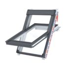 Keylite  Manual Centre-Pivot Grey & White uPVC Double-Glazed Roof Window Clear 550mm x 980mm