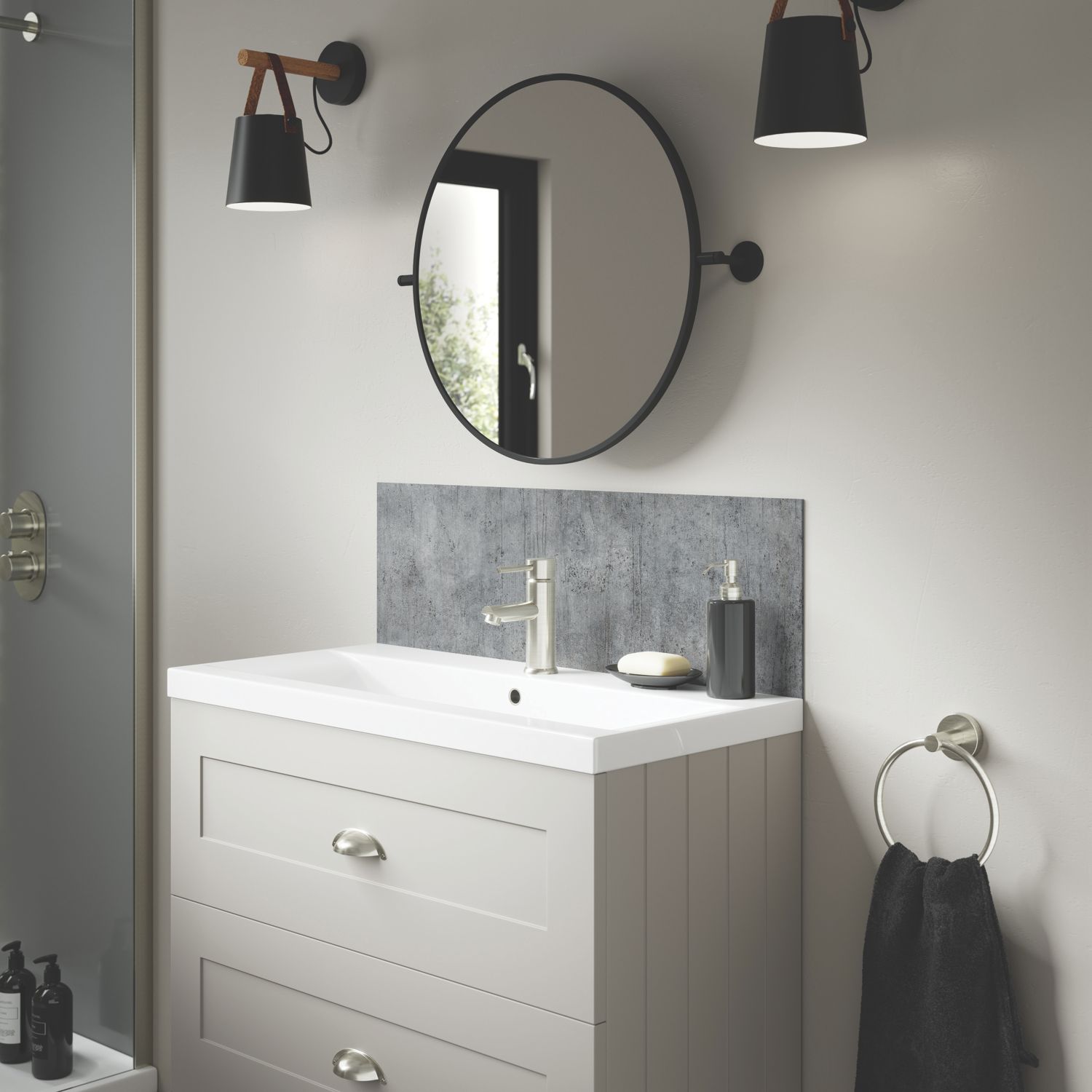 Splashwall Ravello Vanity Splashback Matt Grey 250mm x 800mm x 4mm (498KU)