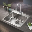 Refurb Swirl  1 Bowl Stainless Steel Kitchen Sink Grey 560mm x 520mm