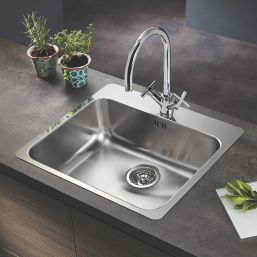 Refurb Swirl  1 Bowl Stainless Steel Kitchen Sink Grey 560mm x 520mm