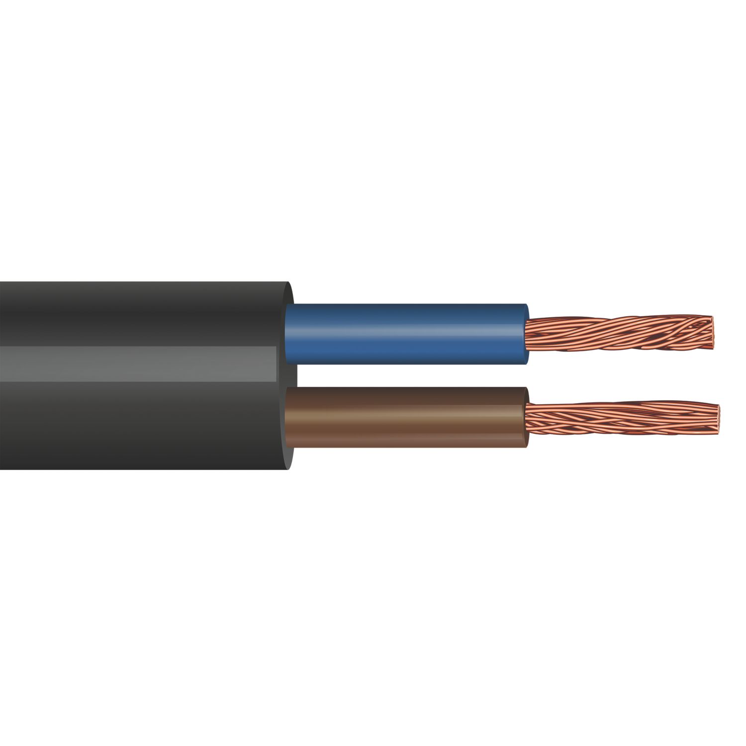 Time 2182Y Black 2-Core 0.75mm² Flexible Cable 10m Coil (498PY)