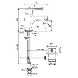 Ideal Standard Calista Chrome 136mm Cloakroom Lever Mono Basin Mixer Tap  With Pop-Up Waste