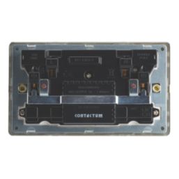 Contactum Lyric 13A 2-Gang DP Switched Socket + 4.8A 24W 2-Outlet Type A & C USB Charger Brushed Brass with White Inserts