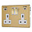 Contactum Lyric 13A 2-Gang DP Switched Socket + 4.8A 24W 2-Outlet Type A & C USB Charger Brushed Brass with White Inserts