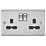 Knightsbridge  13A 2-Gang DP Switched Double Socket Brushed Chrome  with Black Inserts
