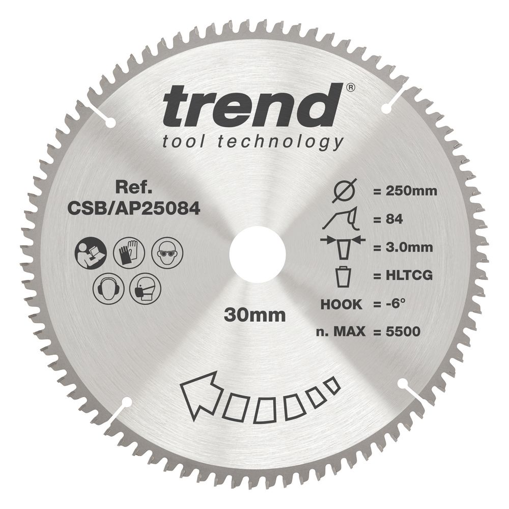 Trend CraftPro Aluminium/Plastic Circular Saw Blade 250mm x 30mm 84T