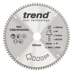 Trend CSB/AP25084 Aluminium/Plastic Circular Saw Blade 250mm x 30mm 84T