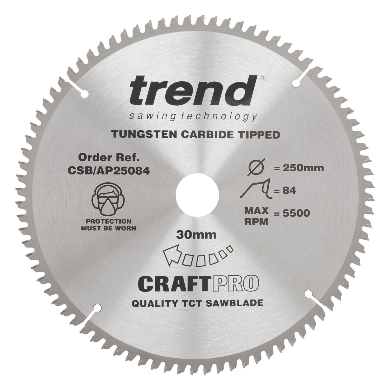 Trend CraftPro Aluminium/Plastic Circular Saw Blade 250mm x 30mm 84T (499PX)