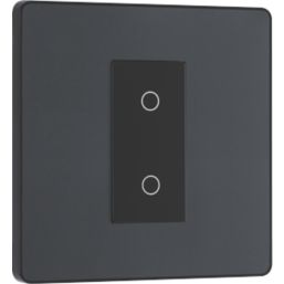British General Evolve 1-Gang 2-Way LED Single Master Trailing Edge Touch Dimmer Switch  Grey with Black Inserts