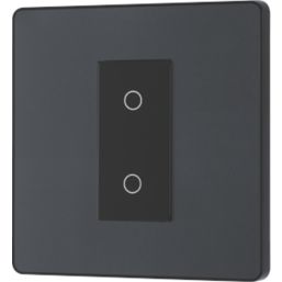 British General Evolve 1-Gang 2-Way LED Single Master Trailing Edge Touch Dimmer Switch  Grey with Black Inserts