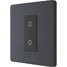 British General Evolve 1-Gang 2-Way LED Single Master Trailing Edge Touch Dimmer Switch  Grey with Black Inserts