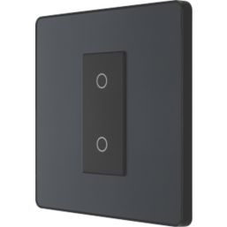 British General Evolve 1-Gang 2-Way LED Single Master Trailing Edge Touch Dimmer Switch  Grey with Black Inserts