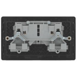 British General Evolve 13A 2-Gang SP Switched Socket Black Chrome  with Black Inserts