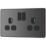 British General Evolve 13A 2-Gang SP Switched Socket Black Chrome  with Black Inserts