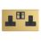 Contactum Lyric 13A 2-Gang DP Switched Socket Outlet Brushed Brass  with Black Inserts