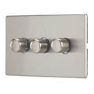 Contactum Lyric 3-Gang 2-Way  Dimmer Switch  Brushed Steel