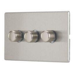 Contactum Lyric 3-Gang 2-Way  Dimmer Switch  Brushed Steel