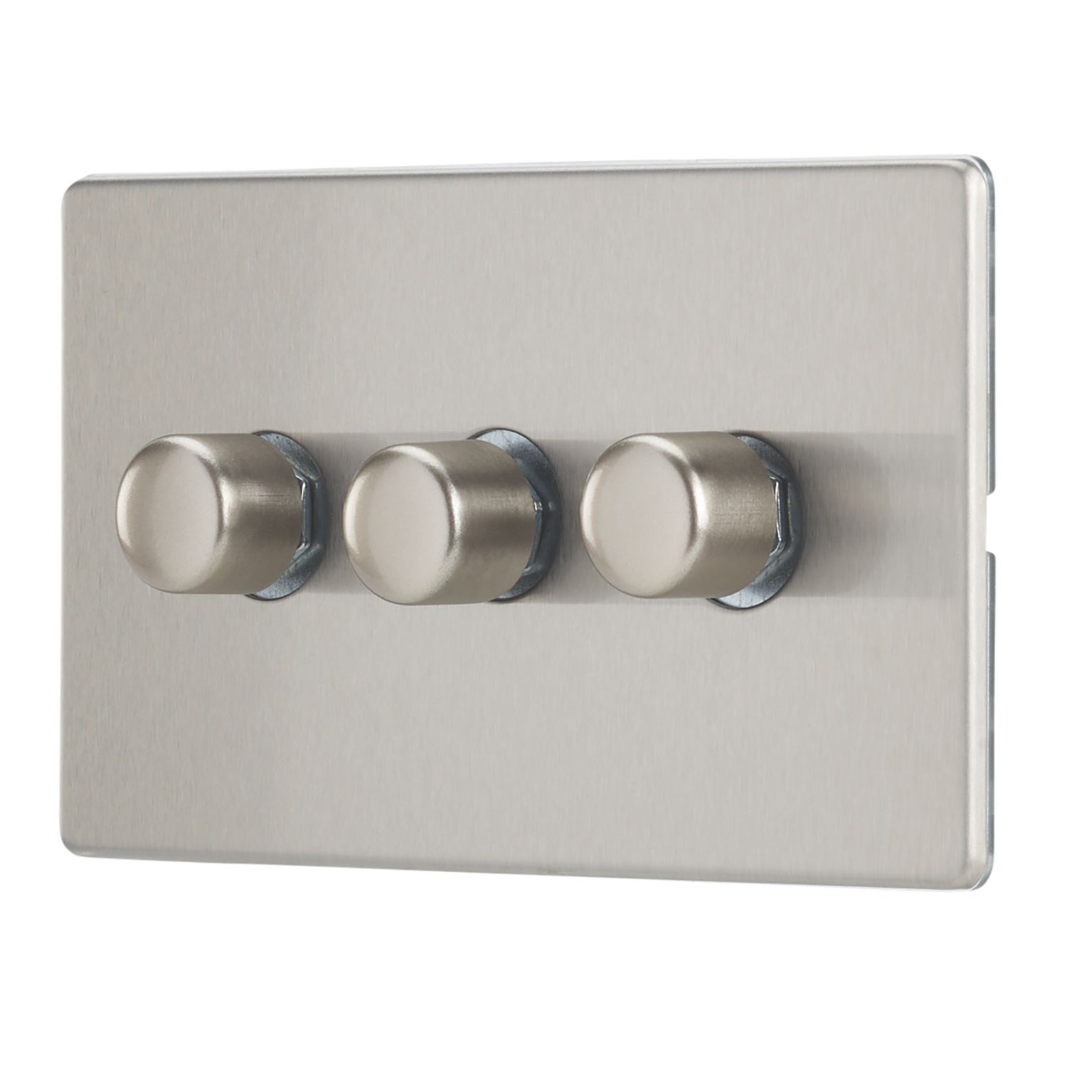 Contactum Lyric 3-Gang 2-Way Dimmer Switch Brushed Steel (499RP)