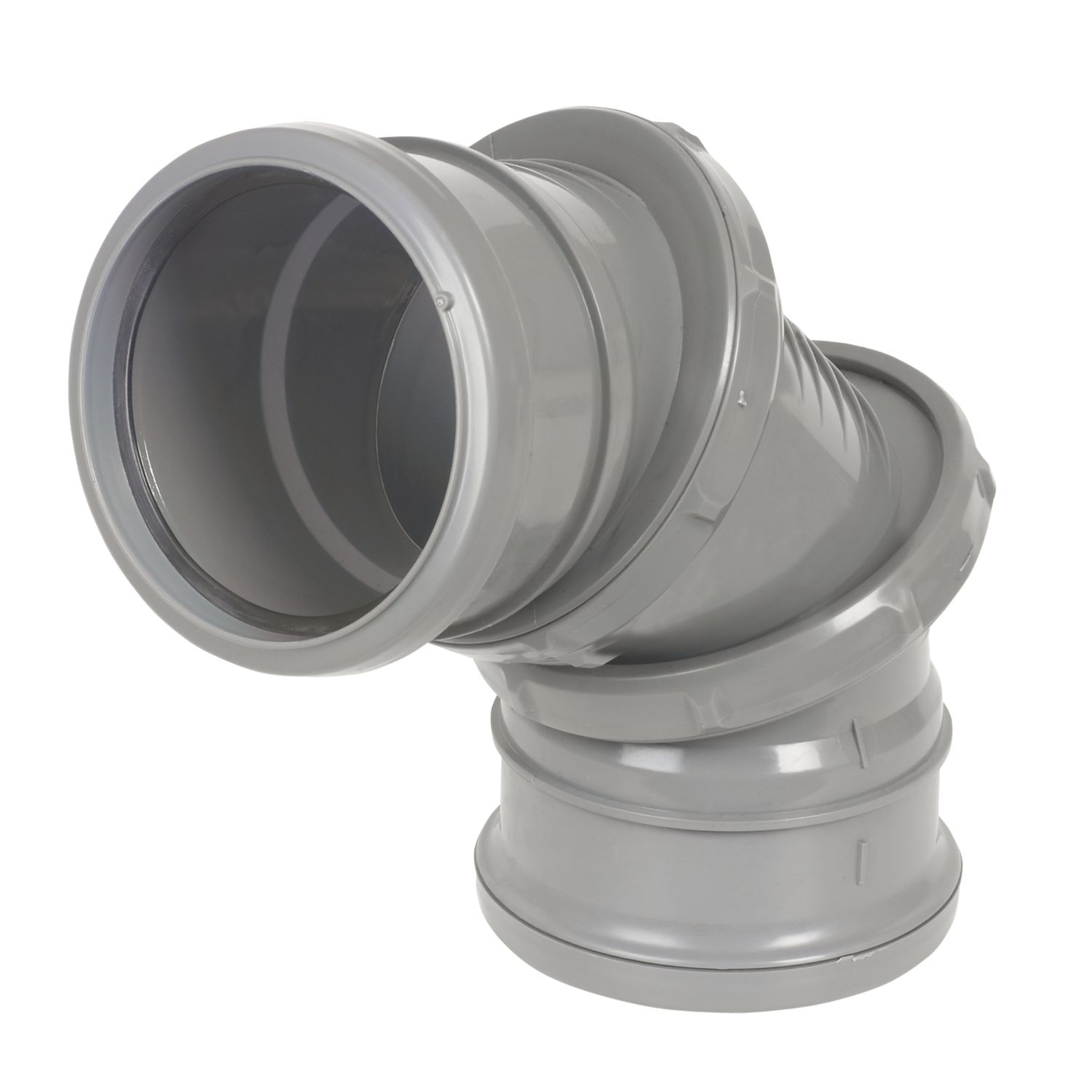 FloPlast Push-Fit 0-90° Double Socket Adjustable Bend Grey 110mm (50087)