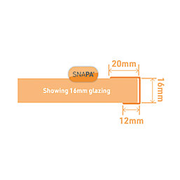 SNAPA Clear 16mm C-Section Glazing Bar 3000mm x 20mm