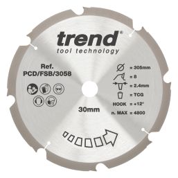 Trend PCD/FSB/3058 Multi-Material Fibreboard Saw blade 305mm x 30mm 8T