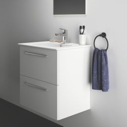 Ideal Standard i.life A Wall-Hung Vanity Unit with Chrome Handles & Basin Matt White 600mm x 440mm x 630mm