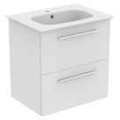 Ideal Standard i.life A Wall-Hung Vanity Unit with Chrome Handles & Basin Matt White 600mm x 440mm x 630mm