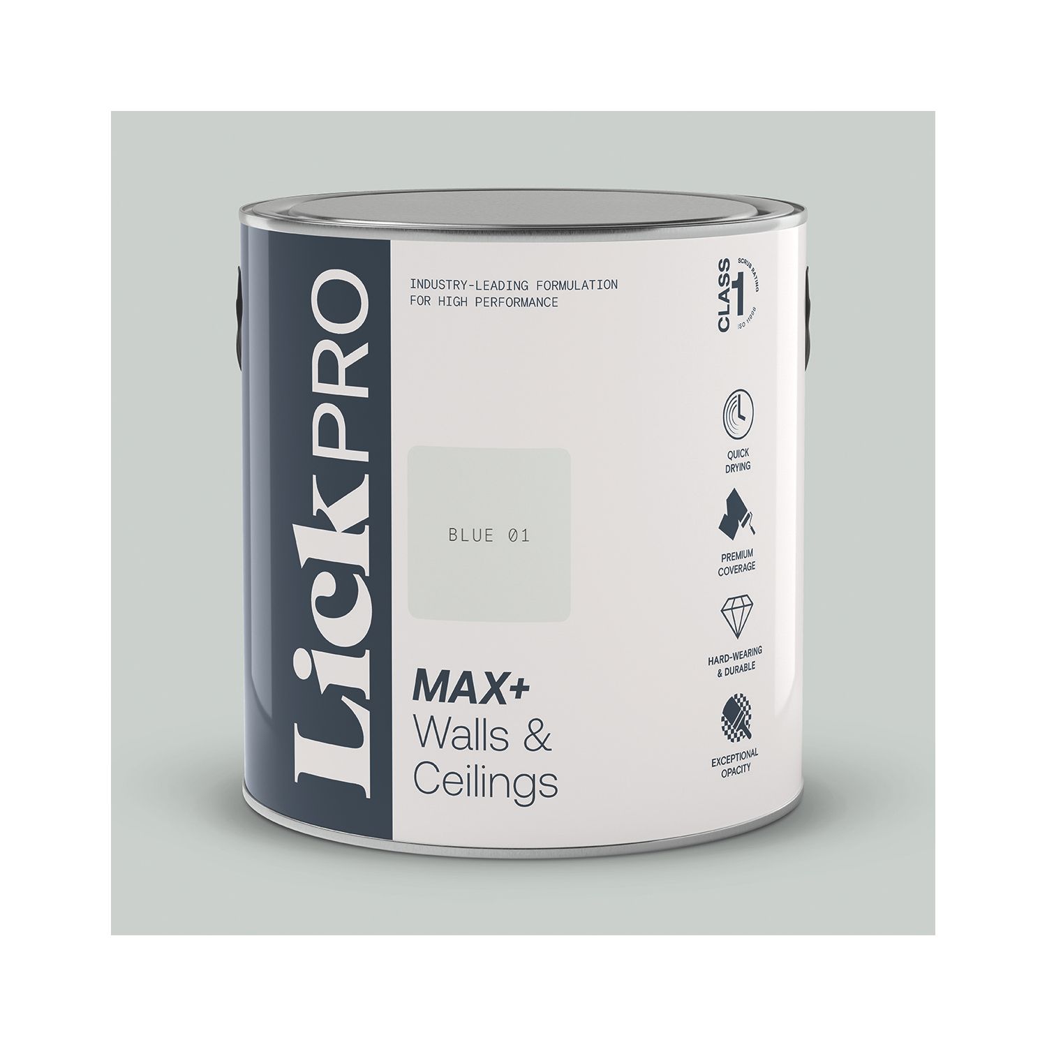 LickPro Max+ 2.5Ltr Blue 01 Matt Emulsion Paint (500JY)