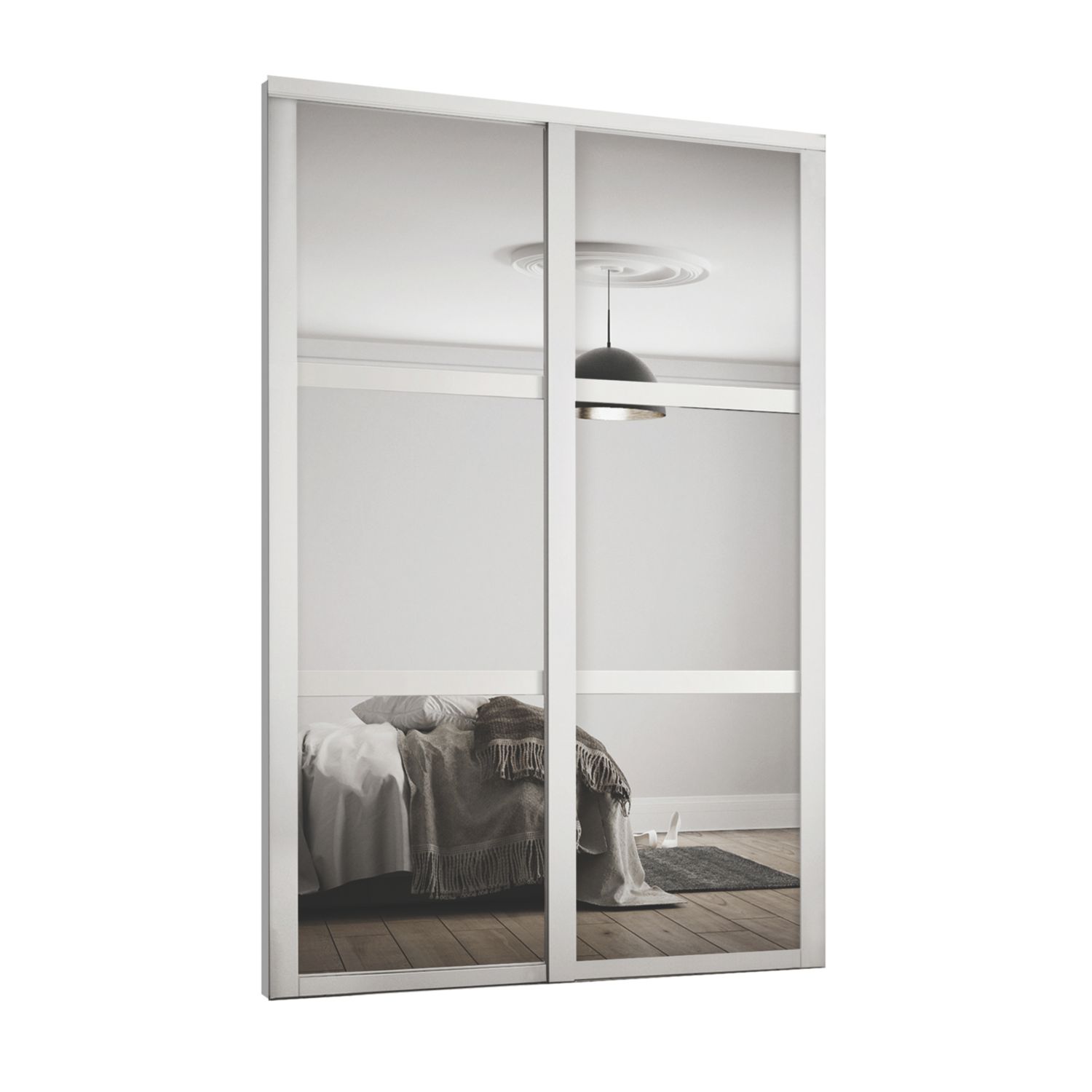 Spacepro Shaker 2-Door Sliding Wardrobe Door Kit Cashmere Frame Mirror Panel 1793mm x 2260mm (500KJ)