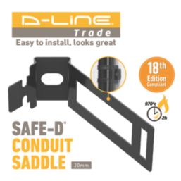 D-Line Pre-Galvanised Steel Safe-D Conduit Saddles 20mm Black 100 Pack