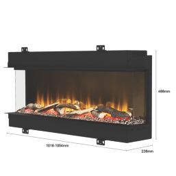 Be Modern Pryzm Invision 1000 Black Remote Control Wall-Mounted Electric Inset Fire 1008mm x 111mm x 296mm