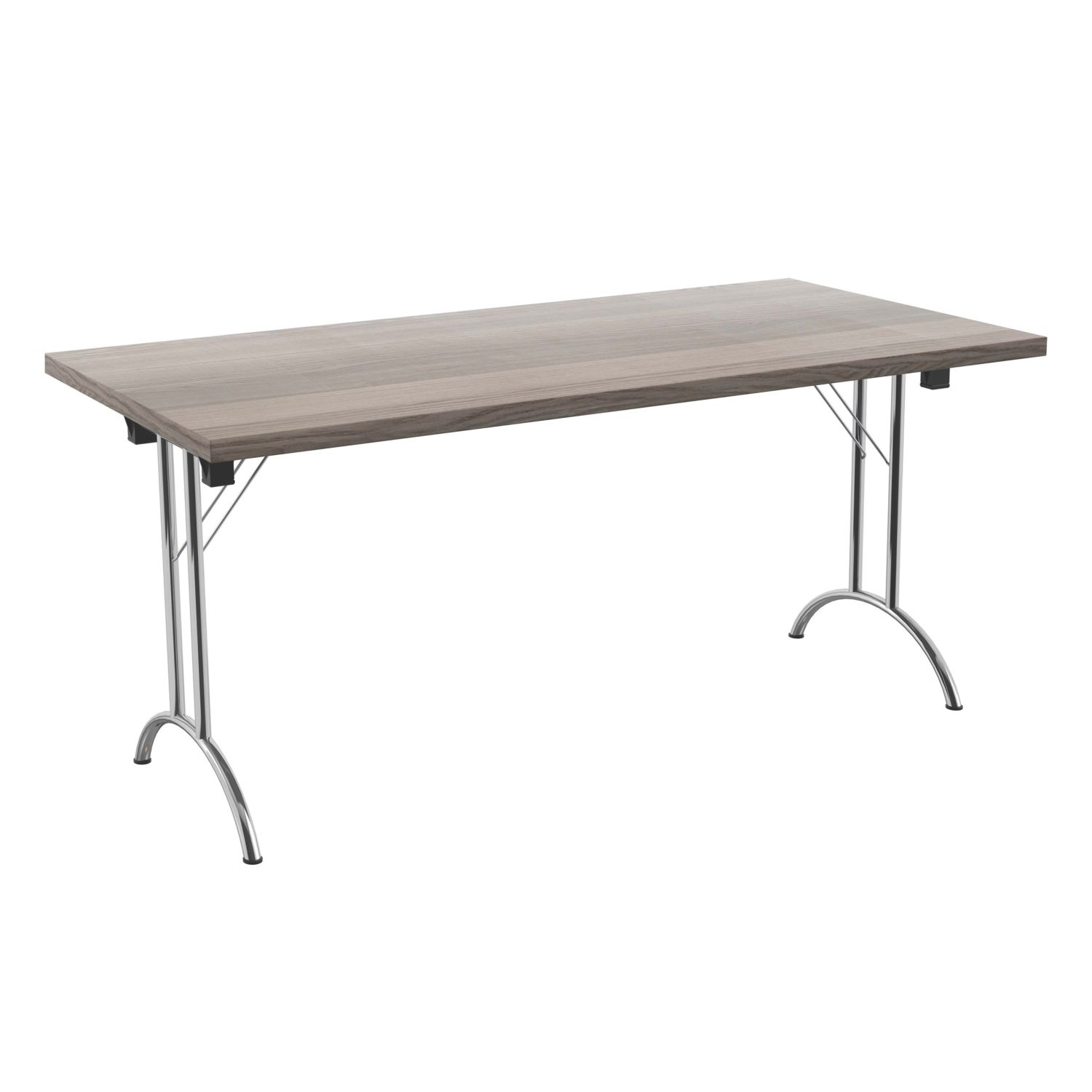 TC Group One Union Rectangular Folding Table Grey Oak/Silver 1600mm x 800mm (500TT)