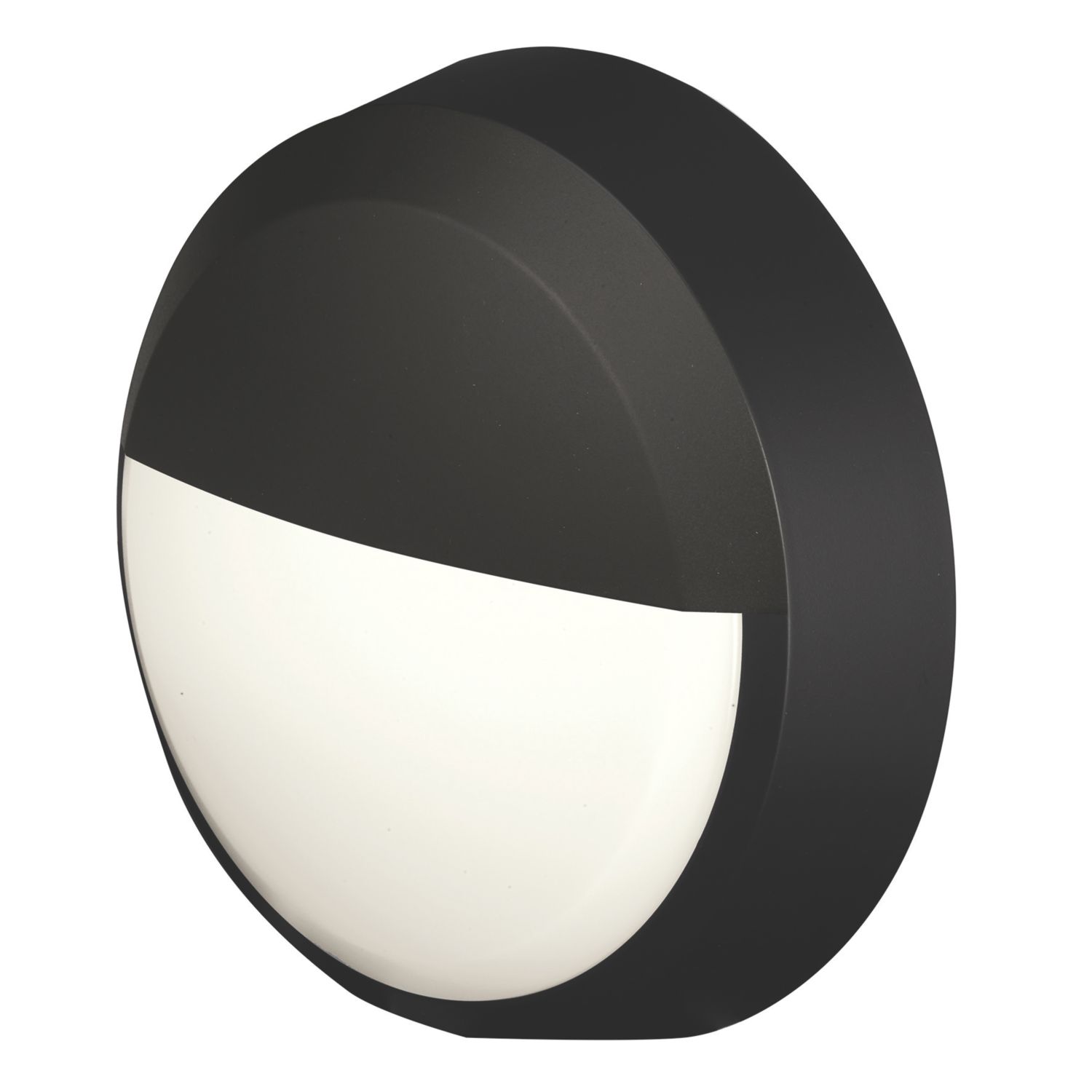 4lite Pylus Outdoor Round LED Bulkhead with Eyelid Cover Black 12W 660lm (500VH)