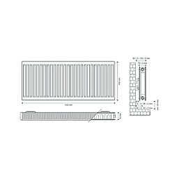 Flomasta  Type 21 Double-Panel Plus Single Convector Radiator 600mm x 1100mm White 5016BTU