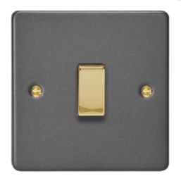 Varilight  10A 1-Gang 2-Way Light Switch  Graphite Grey with Colour-Matched Inserts