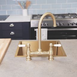 ETAL Bishop Traditional Bridge Style 3-in-1 Instant Boiling Water Kitchen Tap Brushed Brass