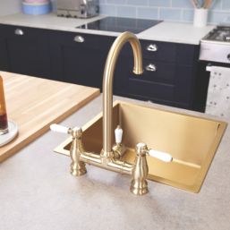 ETAL Bishop Traditional Bridge Style 3-in-1 Instant Boiling Water Kitchen Tap Brushed Brass