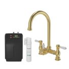 ETAL Bishop Traditional Bridge Style 3-in-1 Instant Boiling Water Kitchen Tap Brushed Brass