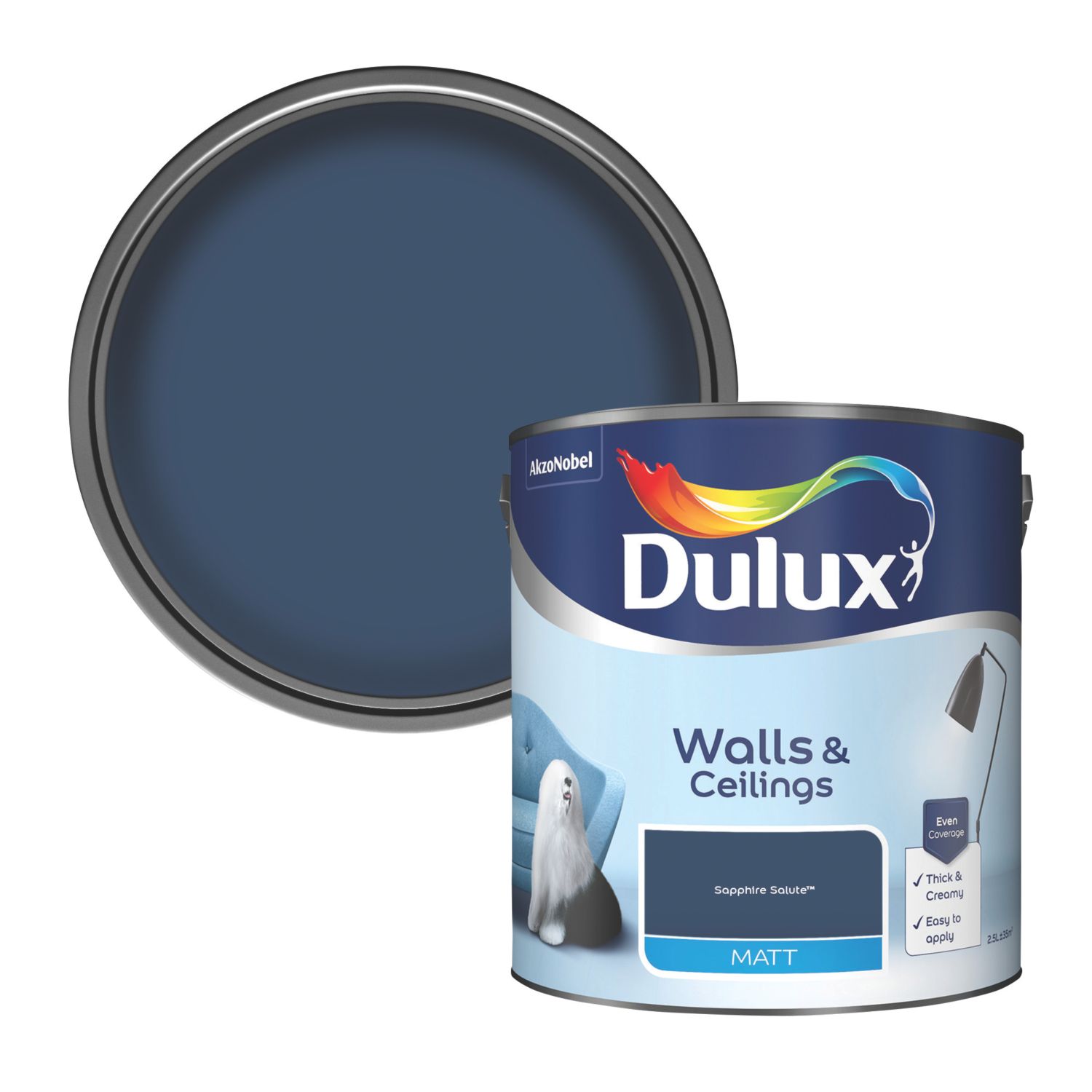 Dulux 2.5Ltr Sapphire Salute Matt Emulsion Paint (501FH)