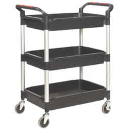 Proplaz Plus  Black 3-Shelf Tub Trolley 1050mm