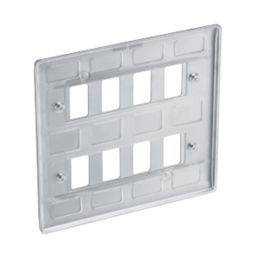 British General Nexus Metal Grid 8-Module Grid Faceplate Brushed Steel