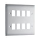 British General Nexus Metal Grid 8-Module Grid Faceplate Brushed Steel