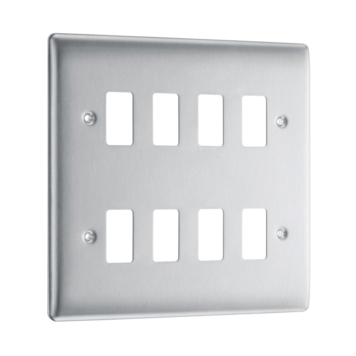 British General Nexus Metal Grid 8-Module Grid Faceplate Brushed Steel (501RF)