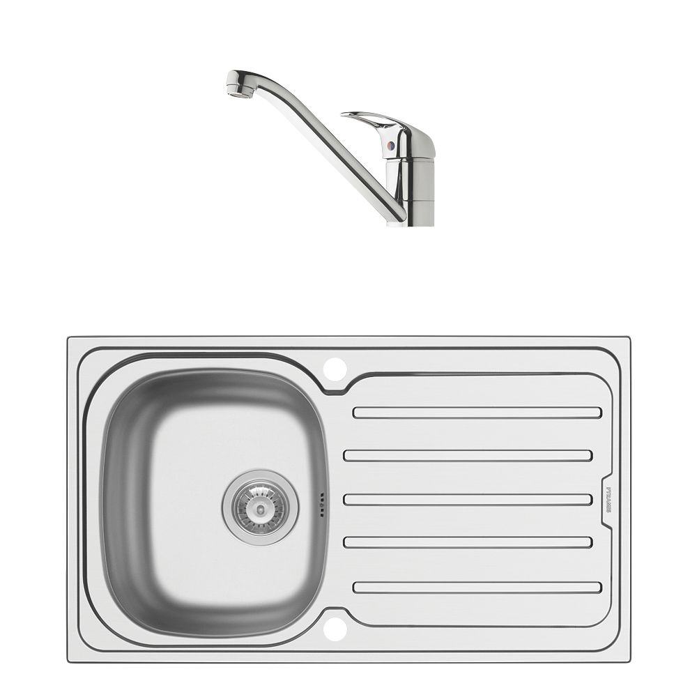 Swirl 1 Bowl Brass Kitchen Sink & Tap Pack 860mm x 500mm Screwfix