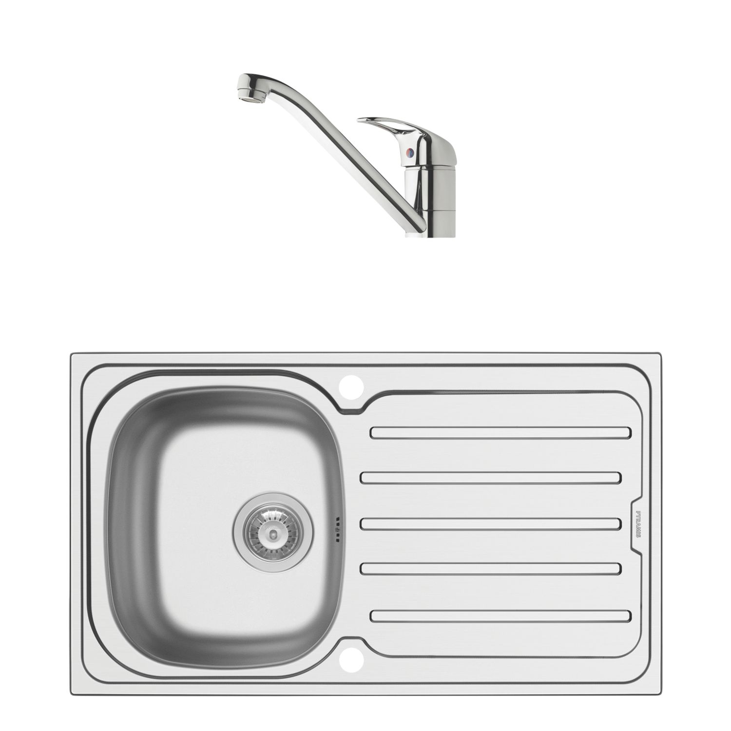 Swirl 1 Bowl Brass Kitchen Sink & Tap Pack 860mm x 500mm (501RG)