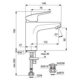 Ideal Standard Ceraflex Chrome 159mm Deck Mounted Lever Mono Bath Mixer Tap