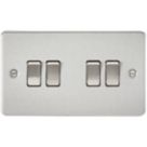 Knightsbridge  10AX 4-Gang 2-Way Light Switch  Brushed Chrome