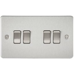 Knightsbridge  10AX 4-Gang 2-Way Light Switch  Brushed Chrome