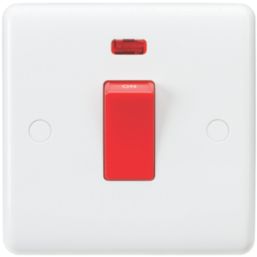 Knightsbridge Curved Edge 45A 1-Gang DP Cooker Switch White with Neon